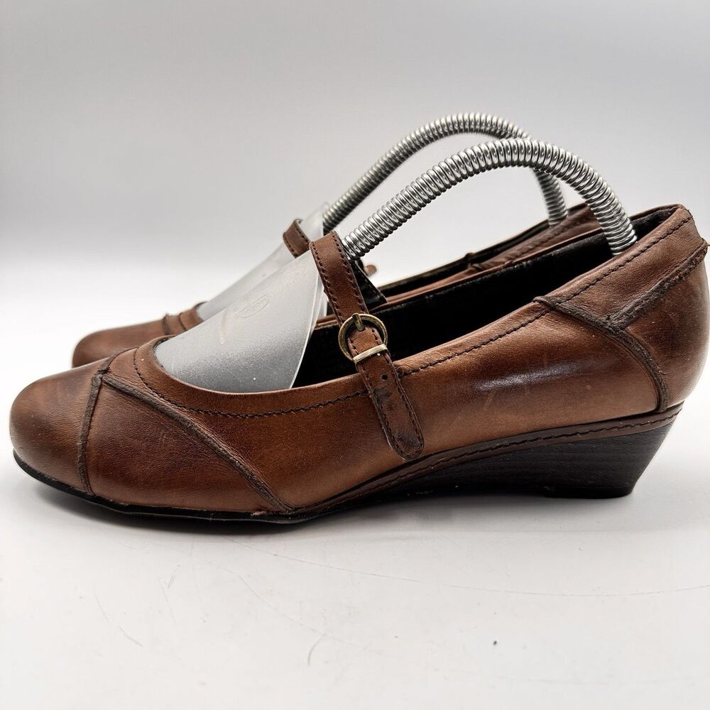 Spring Step Mary Jane Shoes Women Wedge Heel Brown Leather Pump EU 40 classic